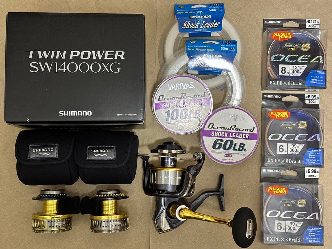 【新品未使用】ツインパワーsw14000xg 本体、替スプール、PE 他セット