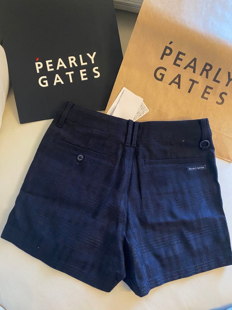 パーリーゲイツ★ショートパンツ★紺★ネイビー/チェックサイズ00