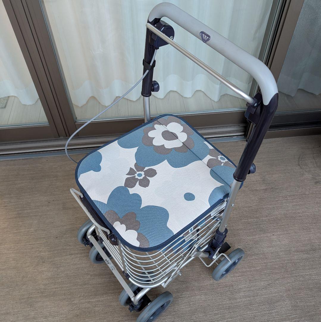 ユーバ産業 SUWAREL シルバーカー ショッピングカート 花柄ネイビーブルー