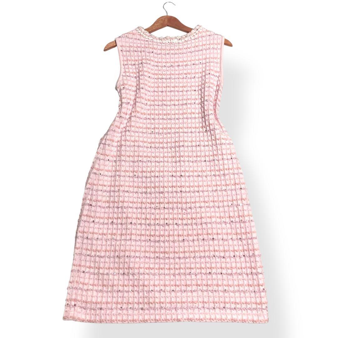 25SS★Rene ルネ コットンツイード ノースリーブワンピース スパンコール