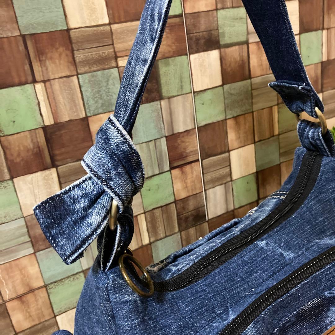 デニムリメイク ポケットいっぱいショルダーバック୨୧