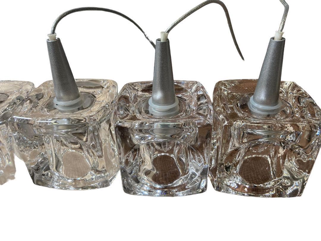 【希少】キシマ 6灯 ペンダントライト ハロゲンランプ ガラス製