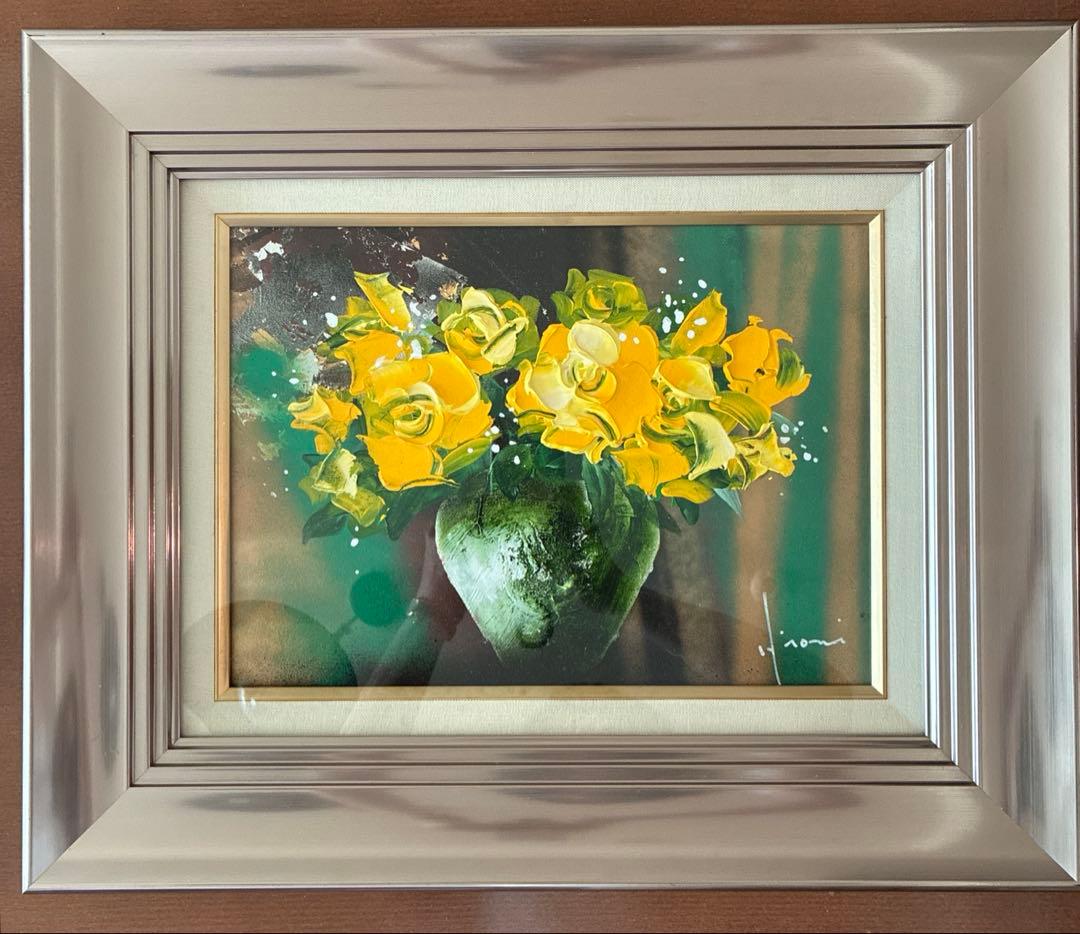 真作　立川広己　油彩　バラ (フリージャ) 画寸33x24㎝　F4