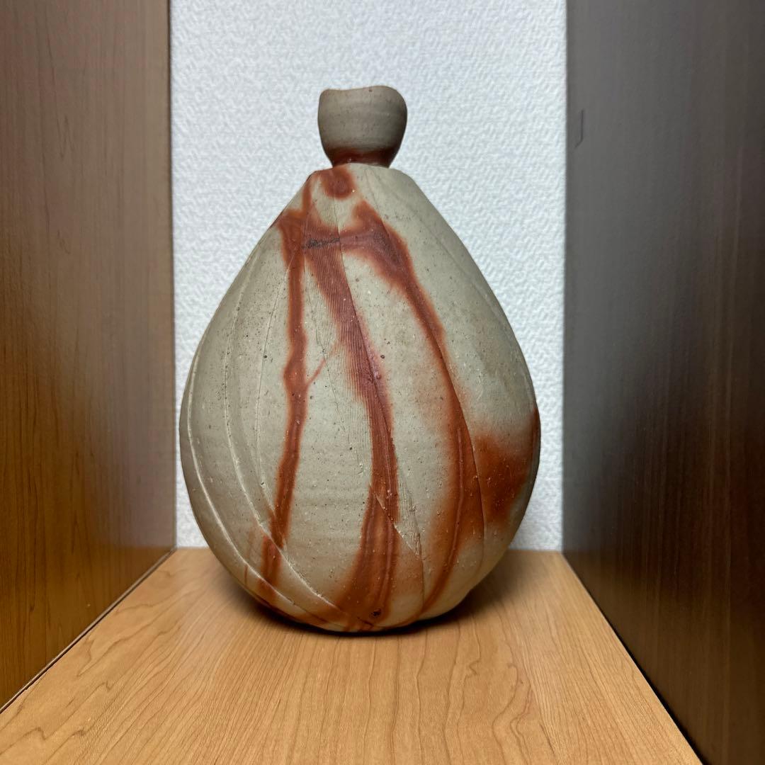 渡邊琢磨　備前焼　火襷花入　大徳利　花瓶