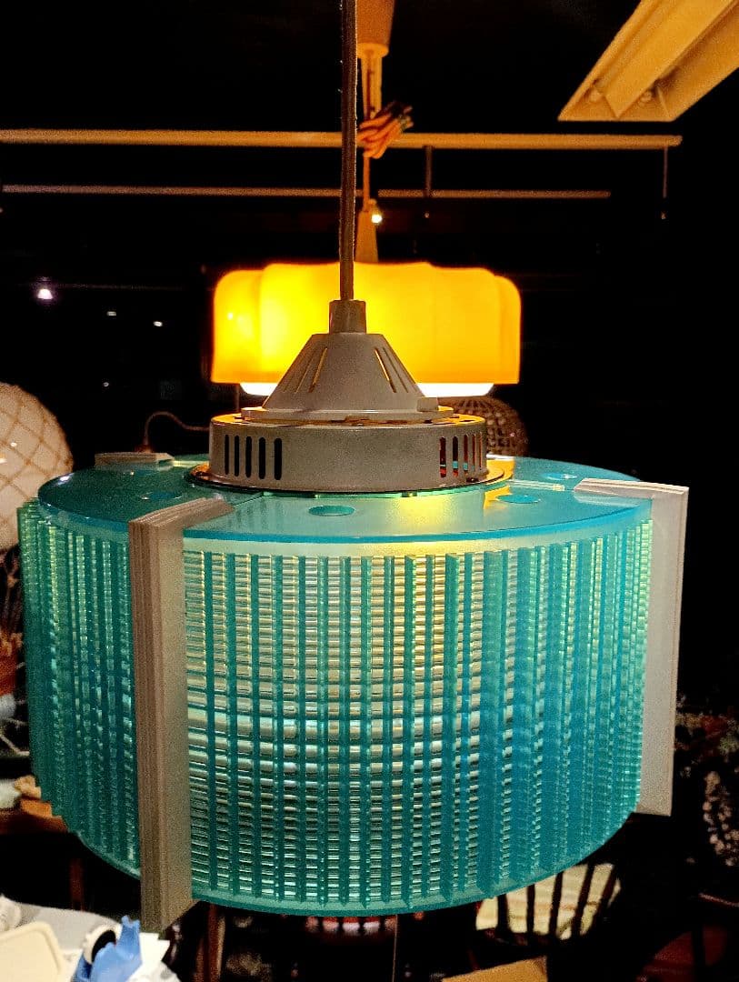 スペースエイジ　ペンダントライト　ブルー　２灯式　常夜灯　ヴィンテージ　レトロ