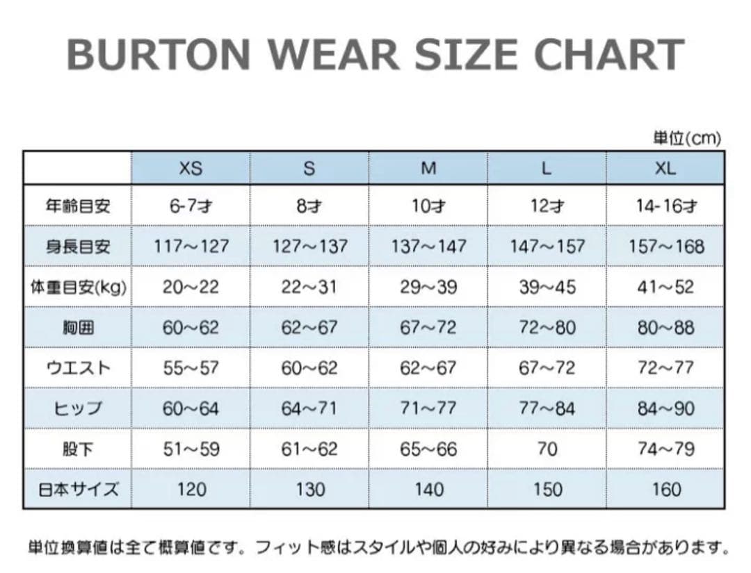 BURTONウェア　ジュニアL（150㎝）