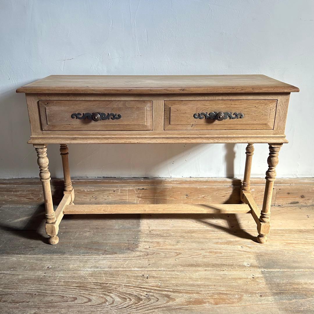 フランス アンティーク サイドテーブル 引き出し2杯　木製 コンソール　剥離