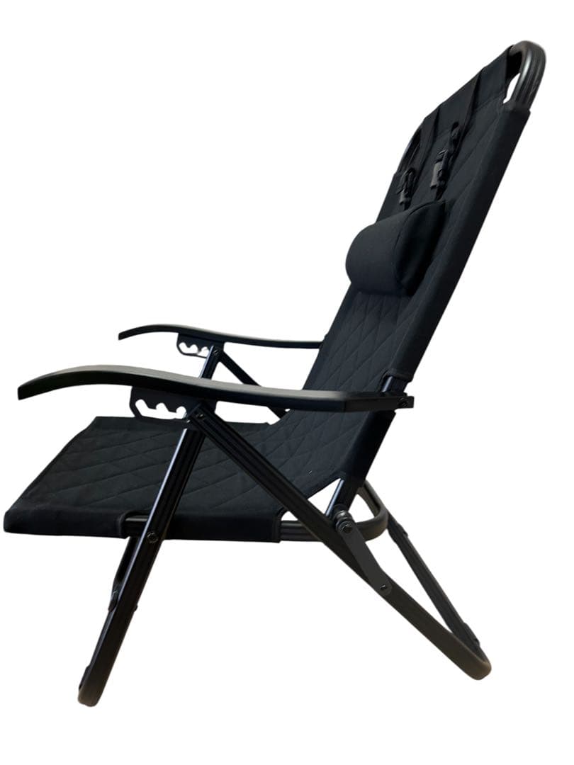 極美品　RcrCamp リクライニングローチェア 収納袋付き ブラック