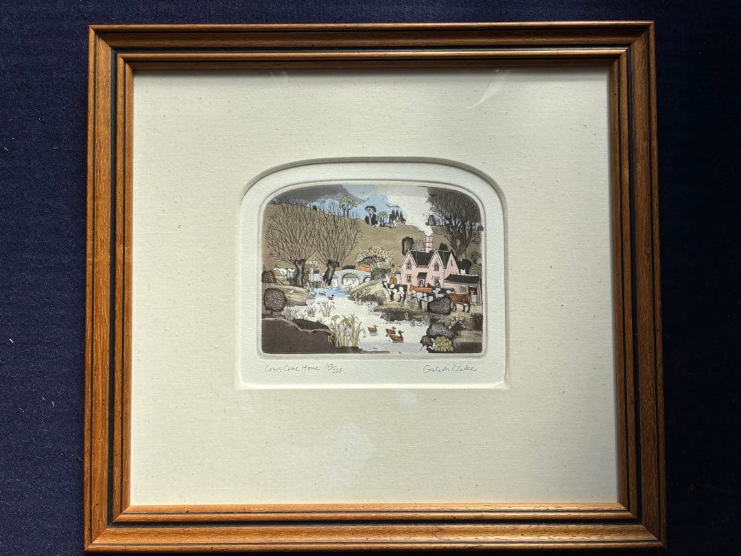 グラハム　クラークの銅版画 牛さんのお帰り