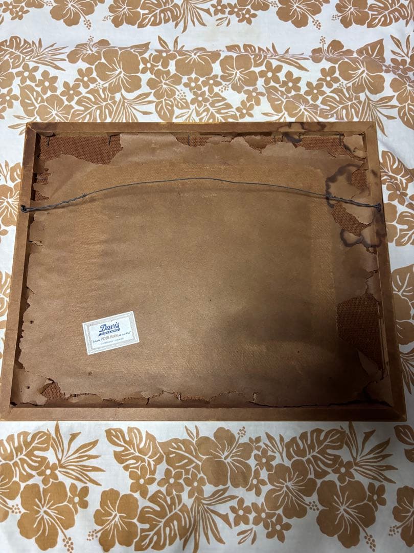 アメリカン50'sミッドセンチュリーハワイアントロピカル風景画 バンブーフレーム