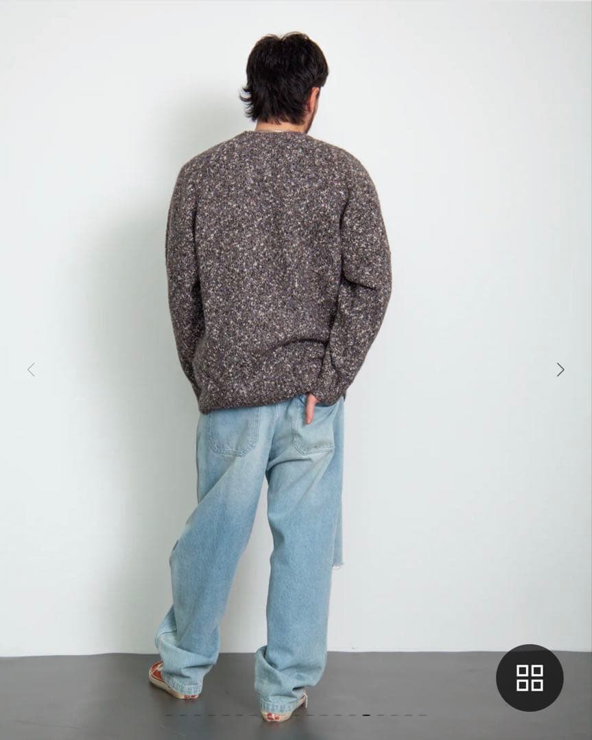 新品 Leather Patch Knit Sweater BROWN / XL