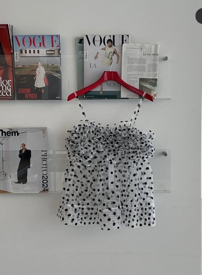 トップス Wave gathered peplum bustier (dot)