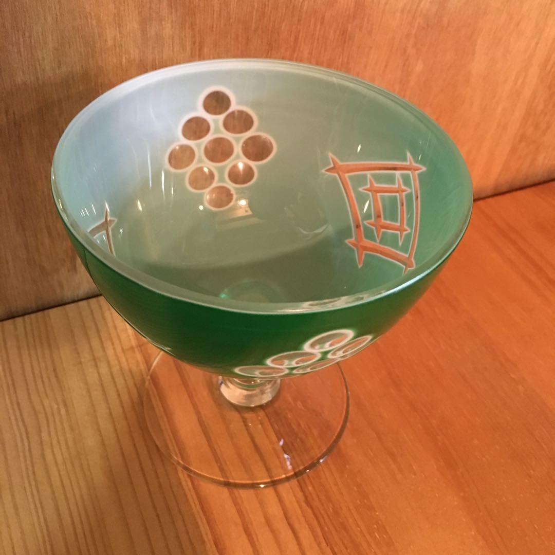 昭和レトロ 大正ロマン 古道具 電笠 切子 脚付 グラス