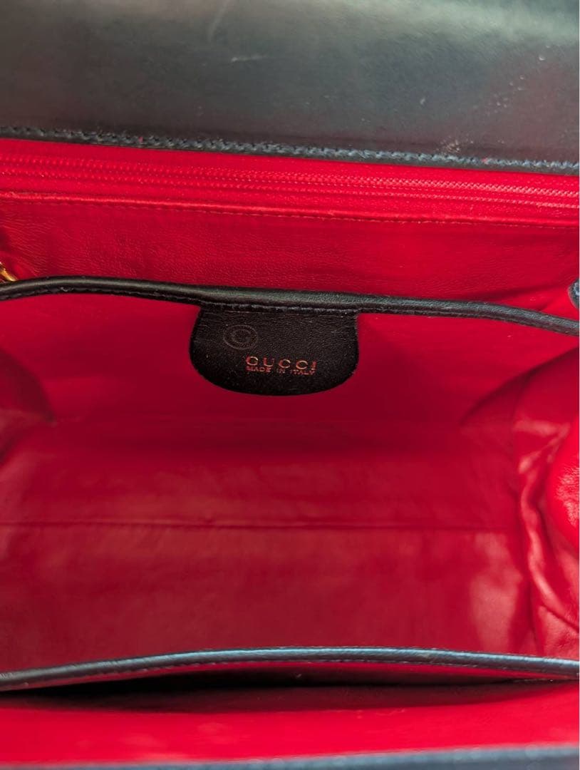 GUCCI グッチ ハンドバッグ レザー ブラック ゴールド金具 イタリア製