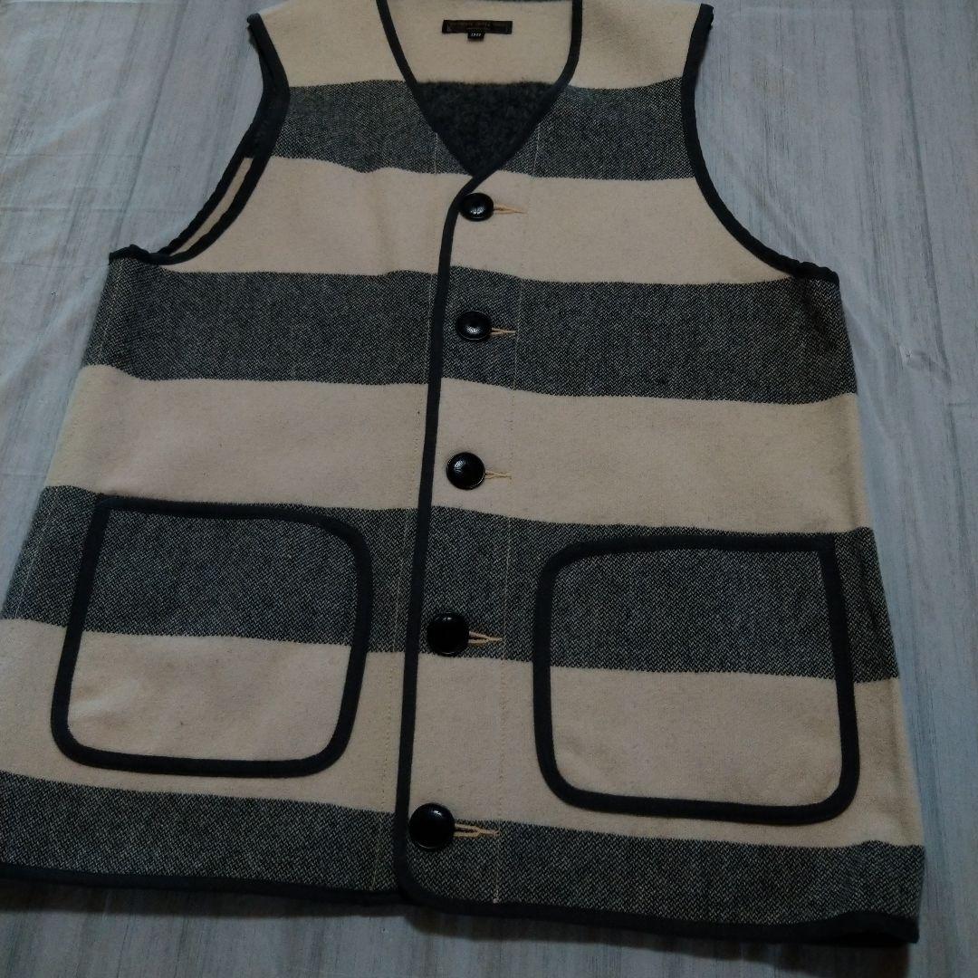 （美品）ウエストライド　アイボリー✖グレーストライプベスト 38
