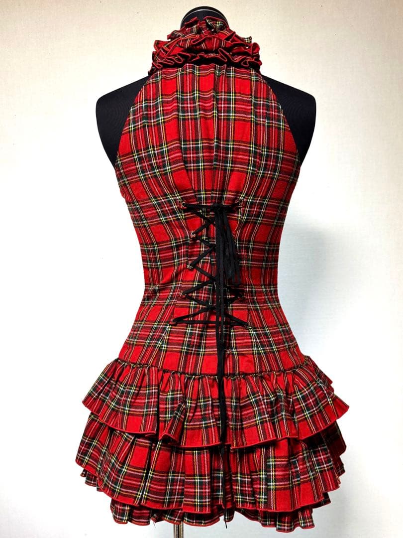 【レア】Na+H赤チェック柄フリルノースリーブミニワンピース ゴシック パンク