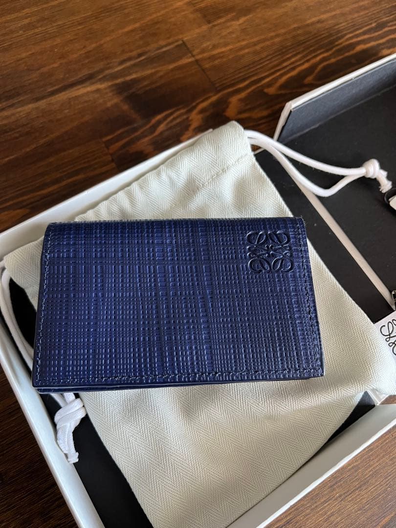 LOEWE ネイビー レザー 名刺入れ