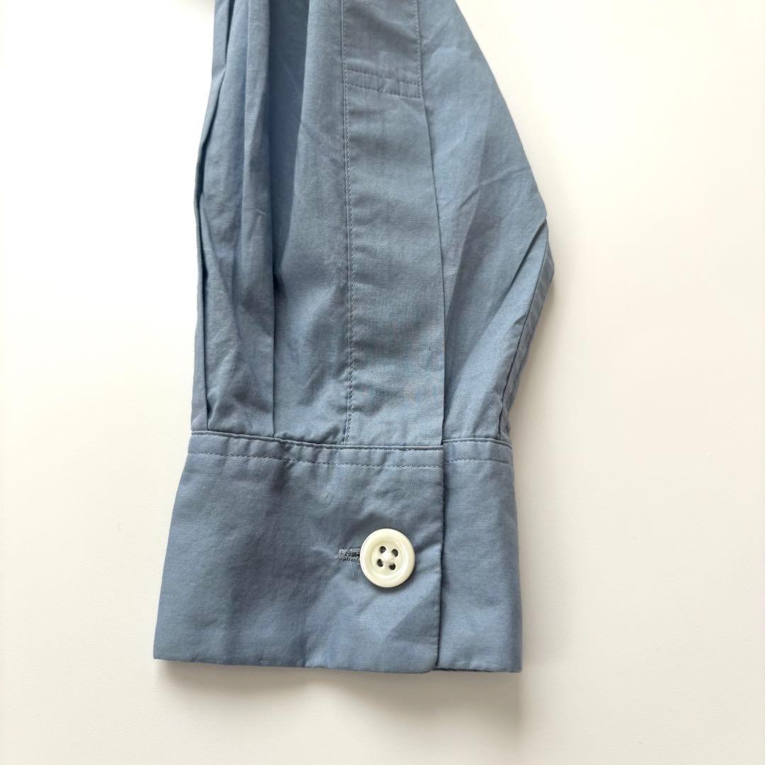 マーガレットハウエル　バンドカラー長袖シャツ　コットン　2023 くすみブルー