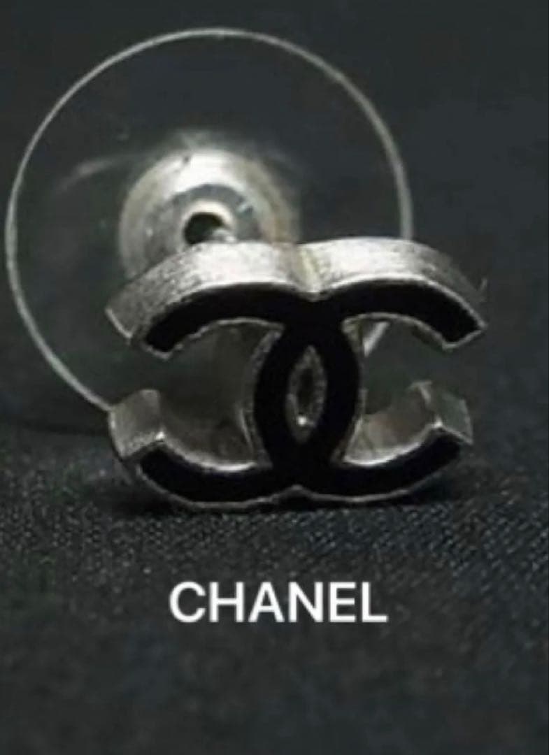 極美品 CHANEL シャネル ピアス 片方のみ 正規品 ブラック シルバー
