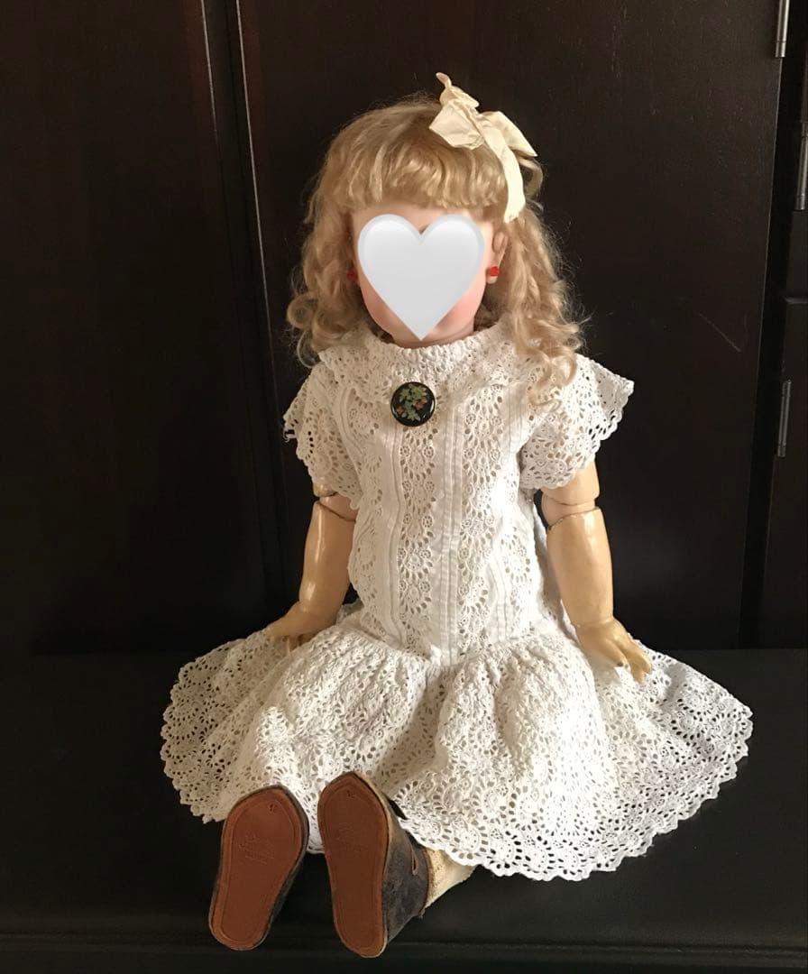 【アンティーク】ドール用ドレス▪️カットワークレース▪️大きなドールに