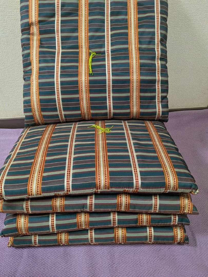 茶会席用座布団　吉野間道裂(緑)　五枚組