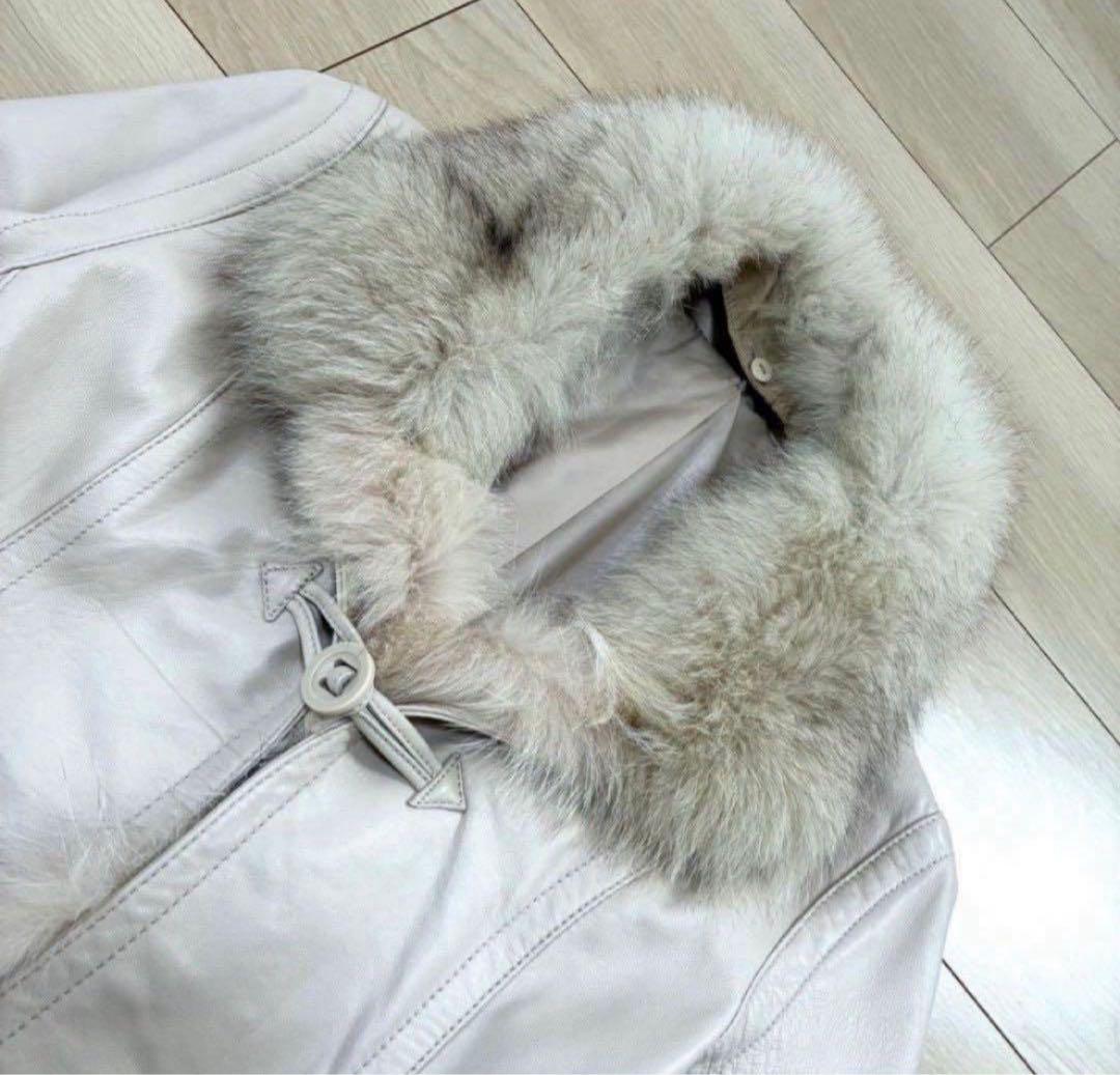 高級感✨LAZO ラムレザージャケット フォックスファー 2way ホワイト