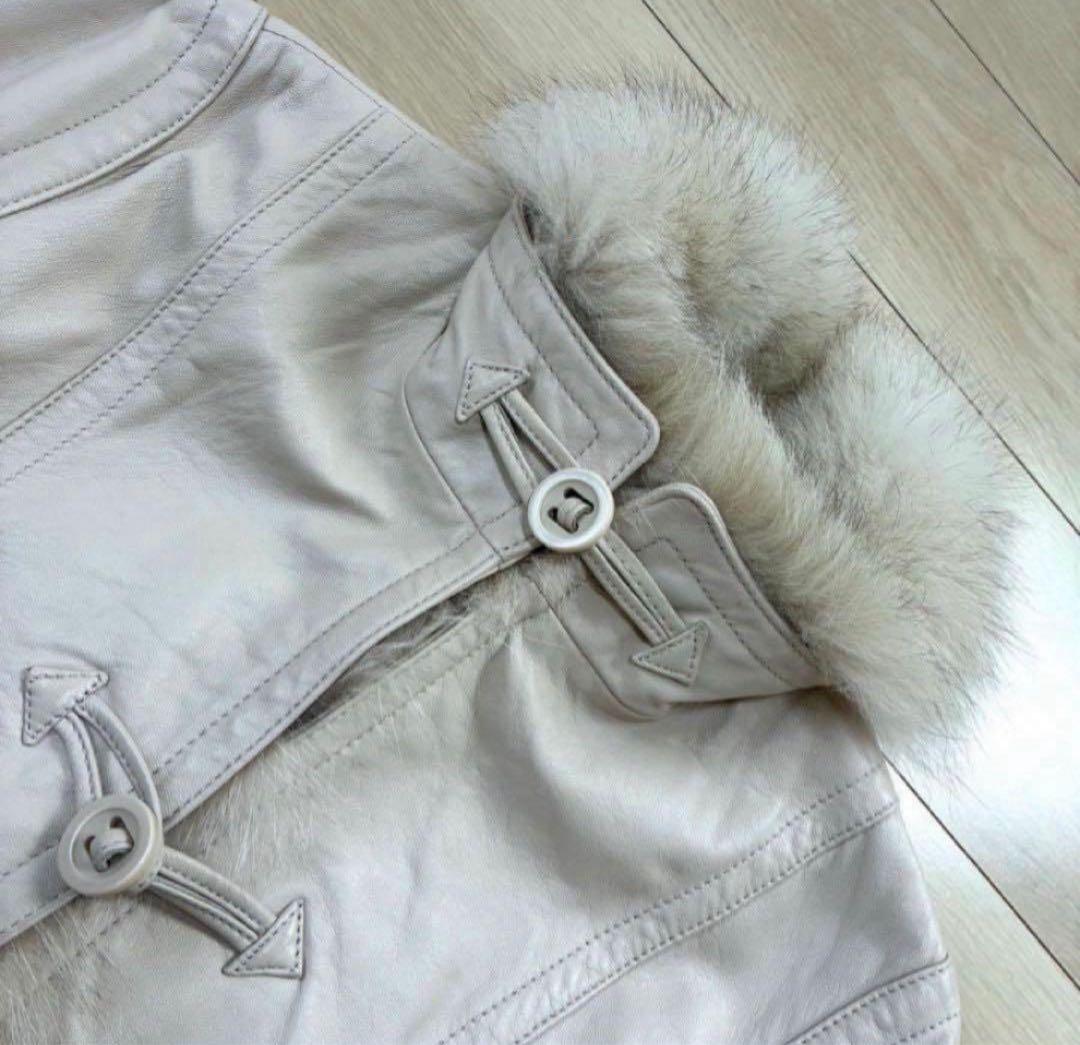 高級感✨LAZO ラムレザージャケット フォックスファー 2way ホワイト