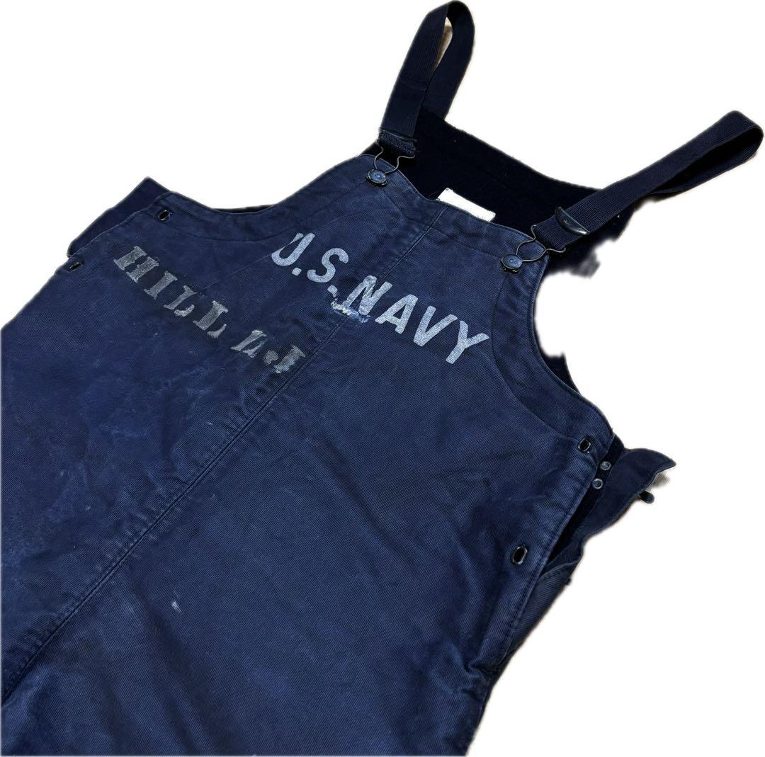 USNAVY デッキパンツ フック N-1 紺 米軍 実物40s 大戦 WWII