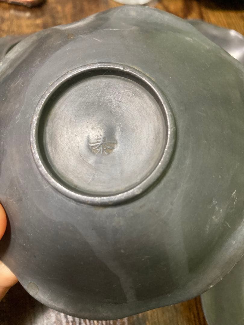 し*ん様 清 乾隆年間　錫制茶托 尚天泰款 中国 古美術　煎茶道具 古錫造 時代