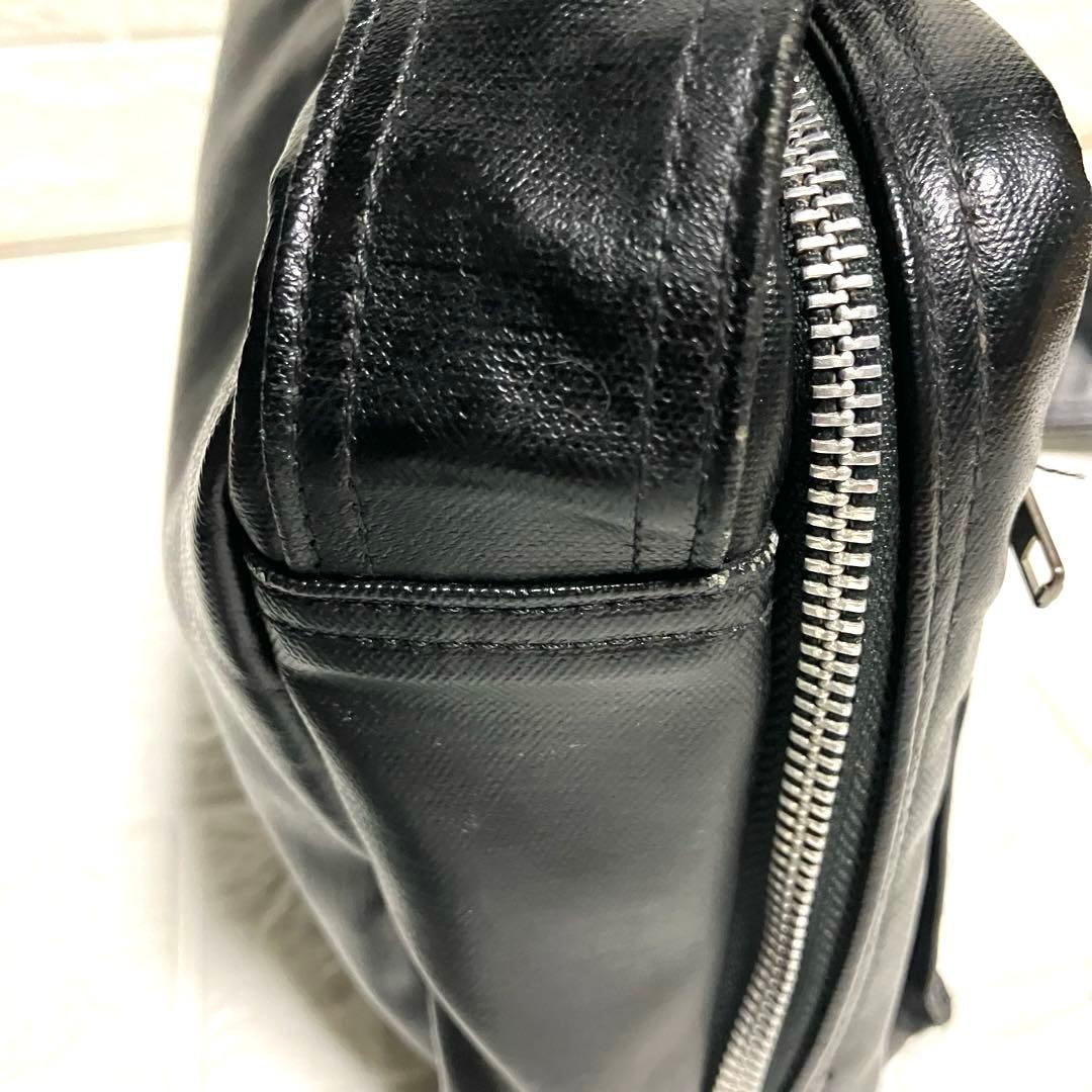 美品 PORTER ポーター ブラック レザー ショルダーバッグ 2層