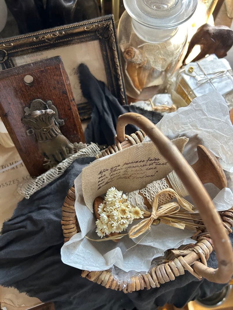 アンティーク ベルギーレース 3種 糸巻き 小さなブーケ パニエセット