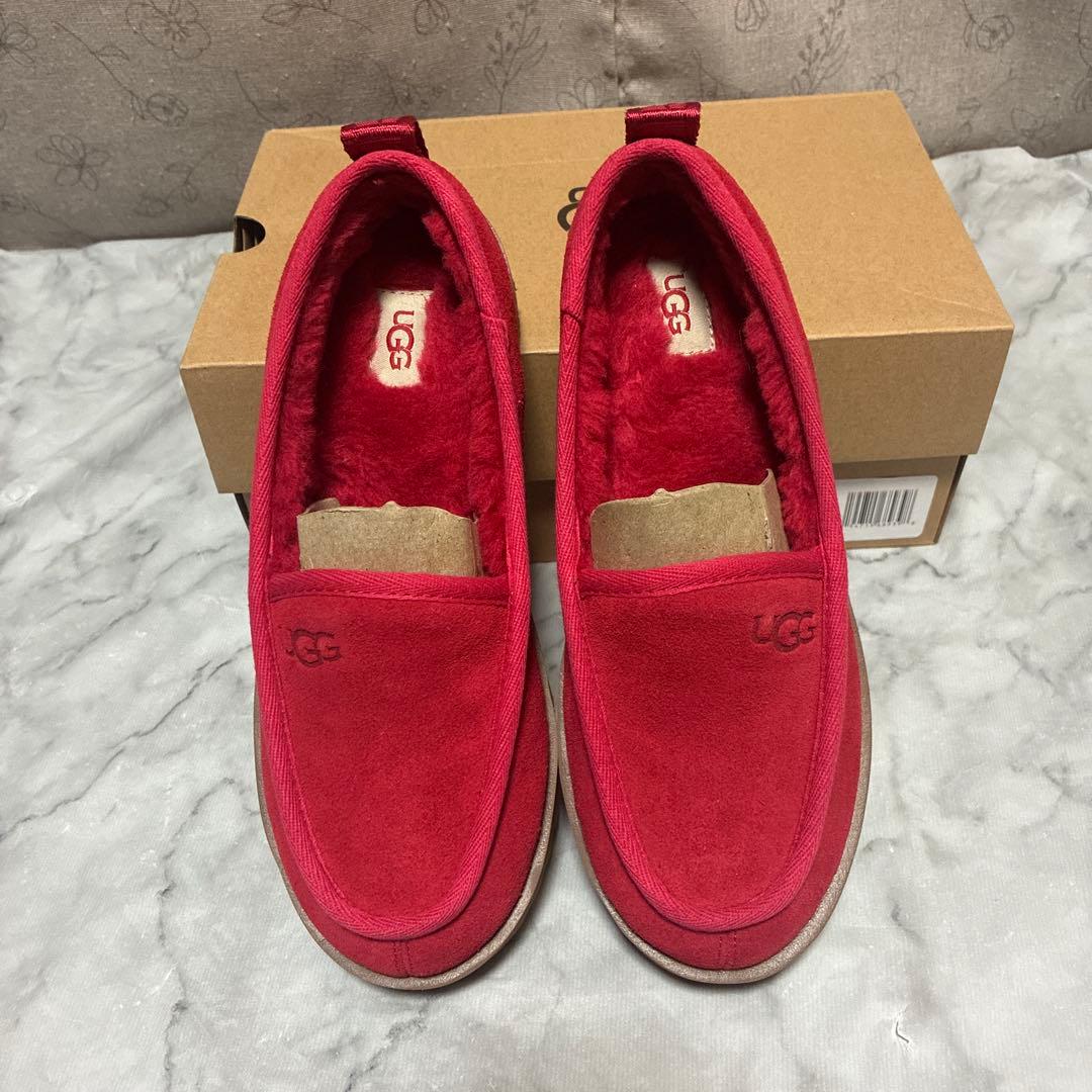 【極美品】UGG アグ モカシン 完売カラーリボンレッド