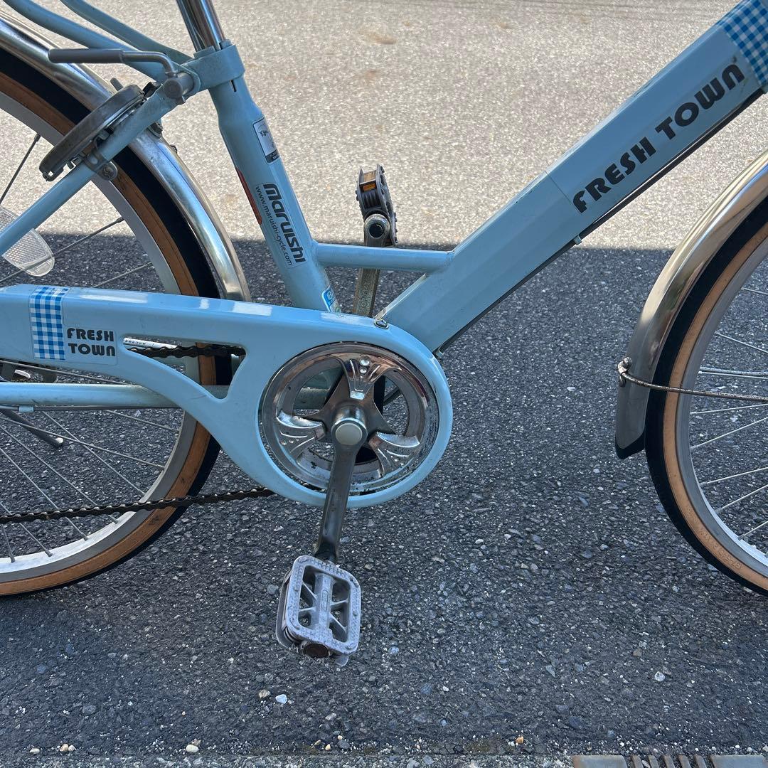 シティサイクル ライトブルー 前カゴ付き　マルイシ　24インチ