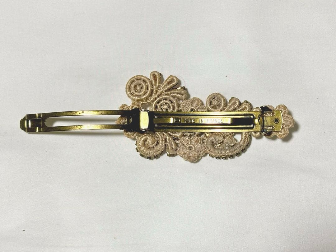 極美品◆ミハエルネグリン バレッタ　ベージュ〜ピンク系 ヴィンテージ調 クリップ