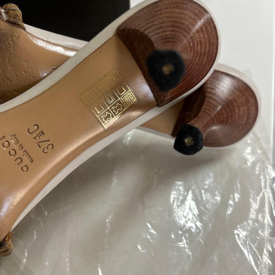 【GUCCI 】チェーン装飾 ミュール ベージュ 24センチ