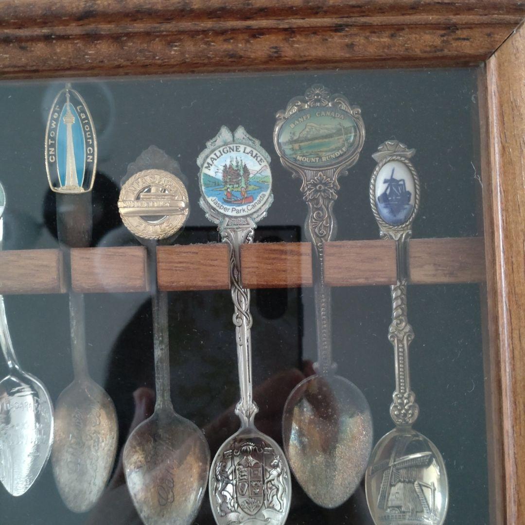 アメリカアンティーク　装飾スプーンコレクション 34本 木製ケース付き