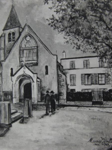 ユトリロ、希少・画版、版上サイン入、額付