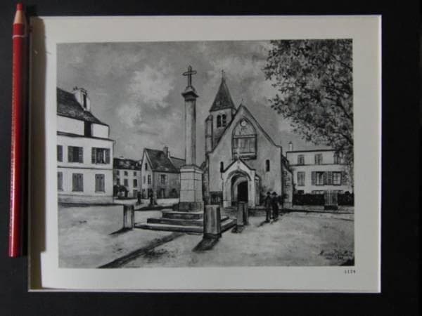 ユトリロ、希少・画版、版上サイン入、額付