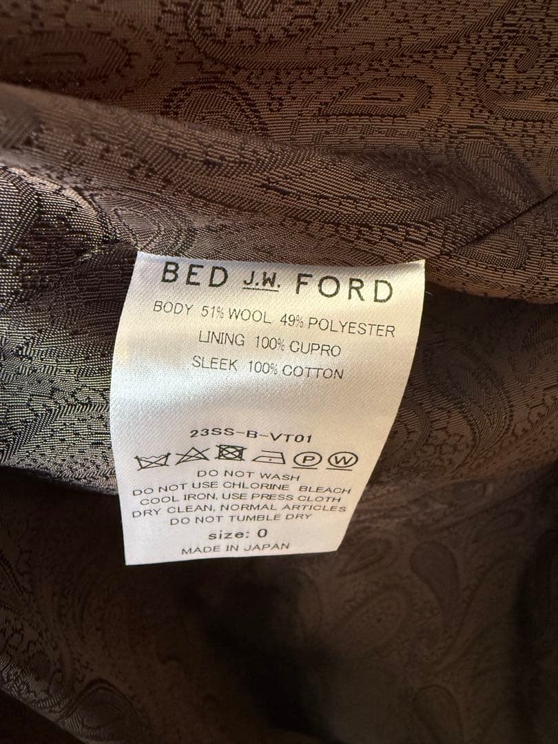 BED j.w. FORD 23SS tailored vest ベッドフォード