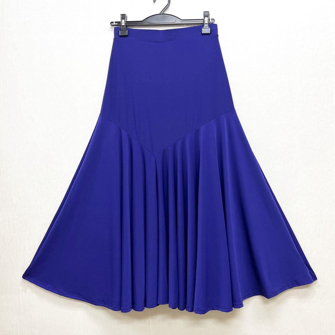 新品 社交ダンス セットアップ 紫無地 黒レース