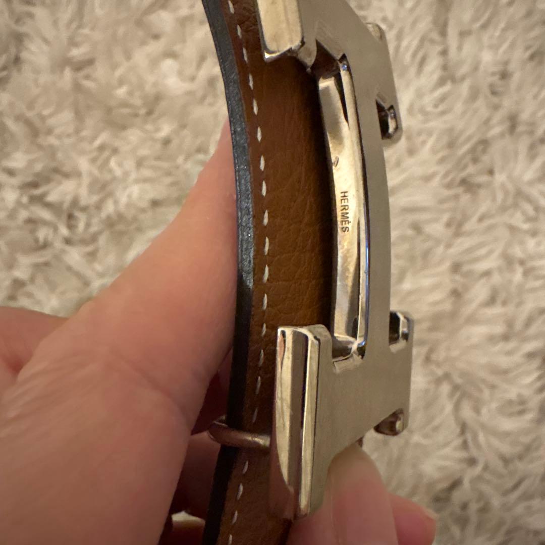 最終お値下げHERMES H型バックル ブラウンレザーベルト