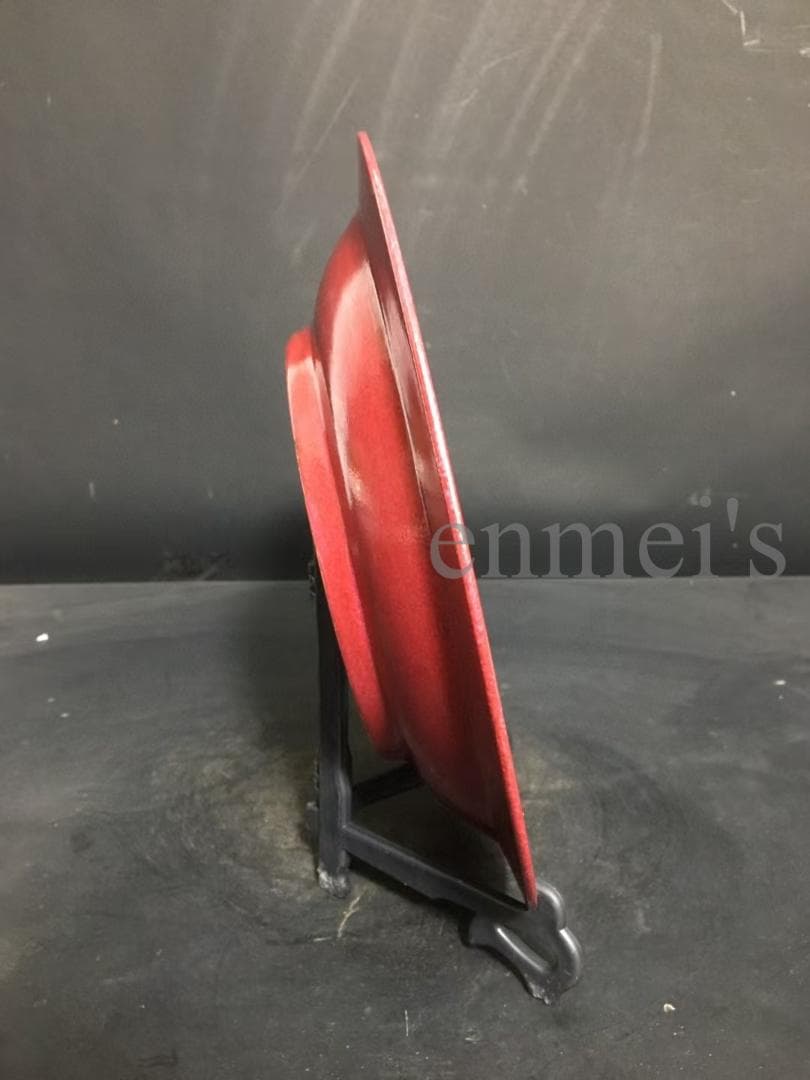 中国古美術・旧蔵 粉彩人物図飾皿・赤縁白磁陶器・観賞用プレート・文房置物・茶道具