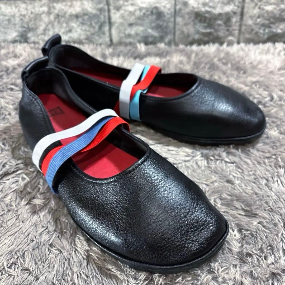 CAMPER カンペール TWINS レザー フラットシューズ 38 黒