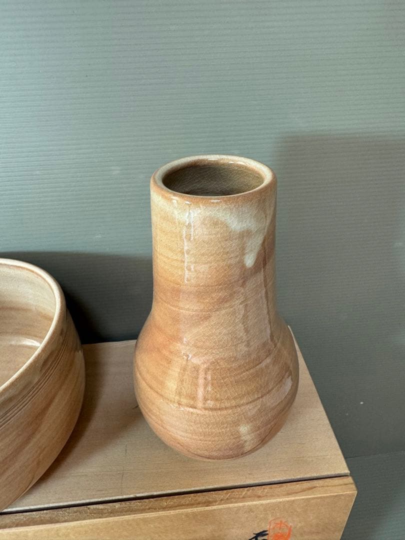 2788 萩焼　金子信彦作　建水1客　杓立1客　未使用