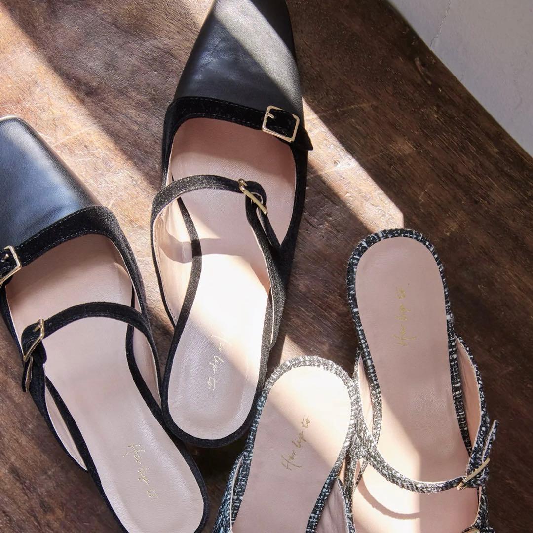 Herlipto Mademoiselle Mules ブラック37 小嶋陽菜