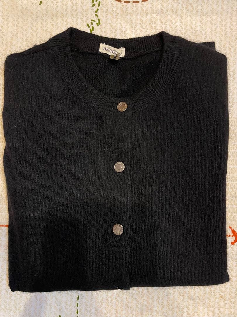 ◆HERMES ブラック カシミアカーディガン 長袖