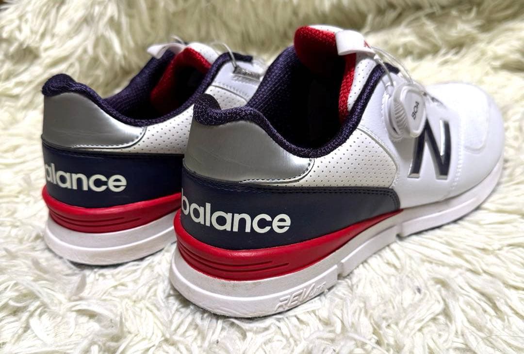 【美品】new balance ゴルフシューズ 26.5㎝ 白/紺/赤