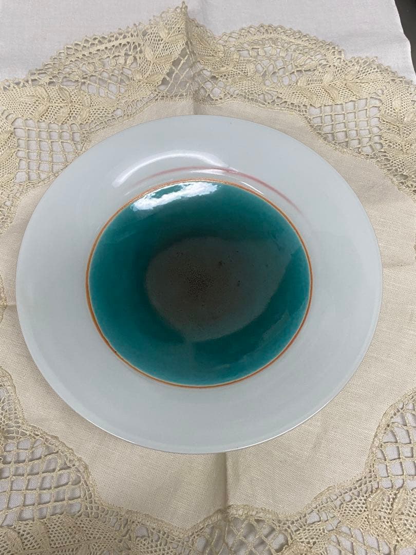 有田焼泰明窯　前田泰昭　高台皿　湖畔(未使用、実家保管品)