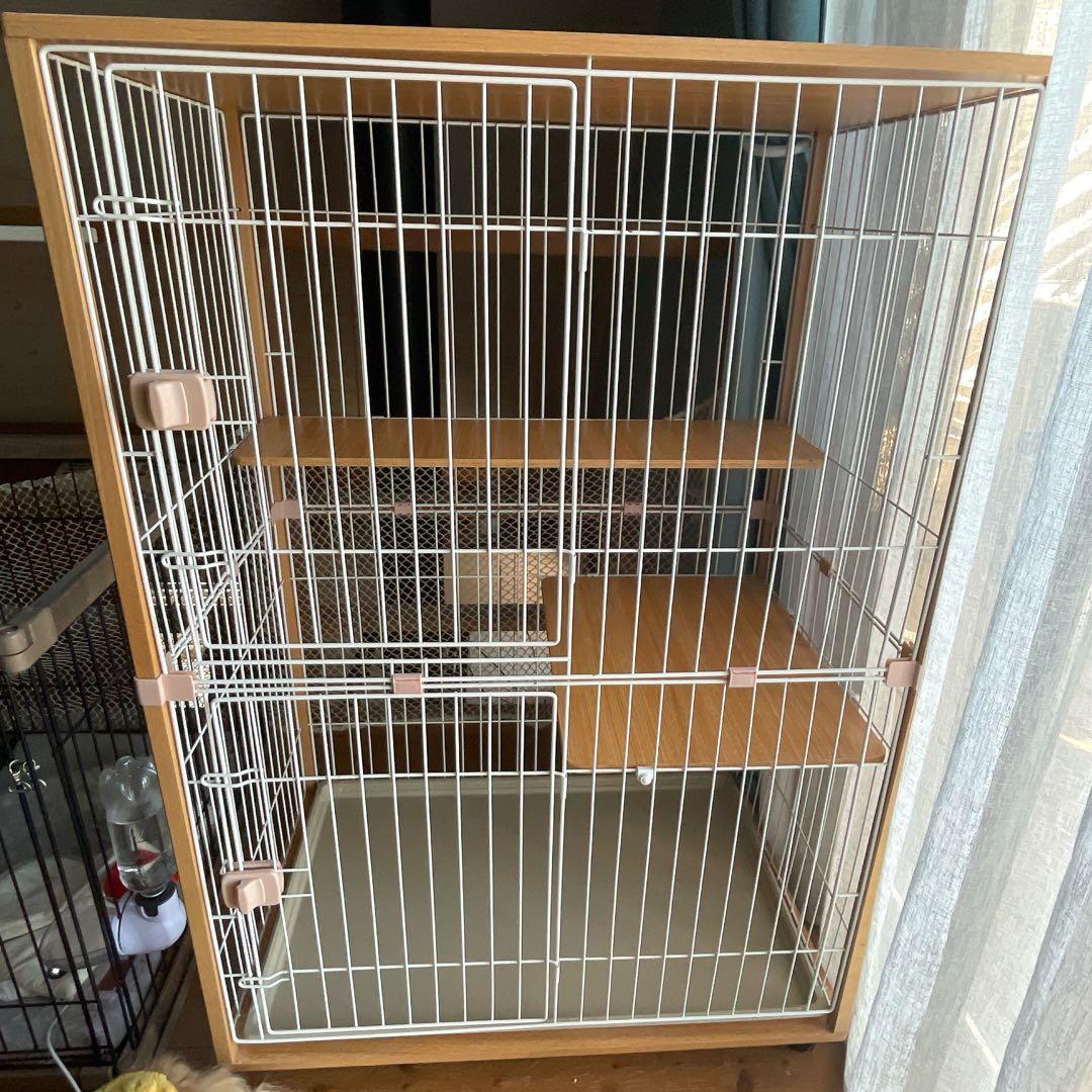 木製キャットケージ2段 天板あり