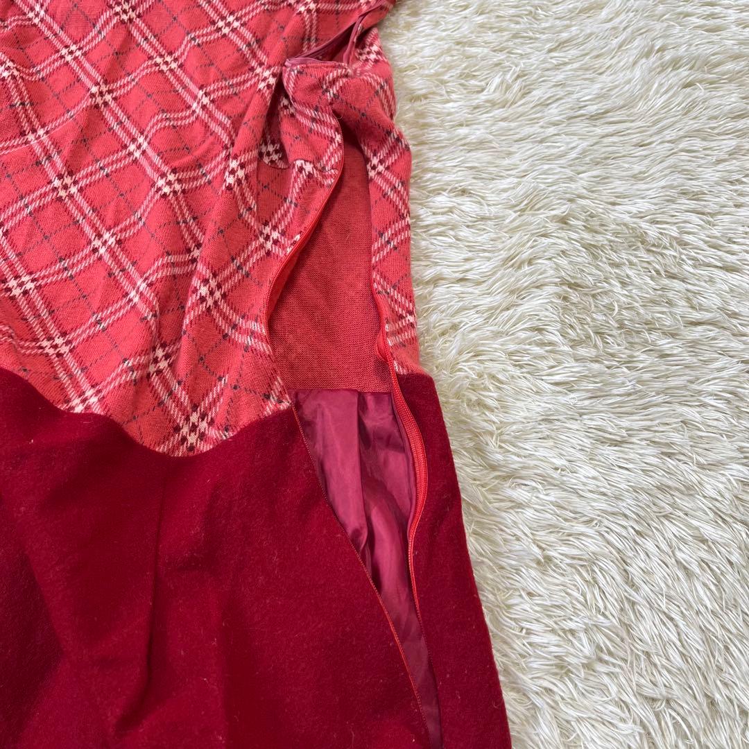 BURBERRY バーバリーブルーレーベル ノースリーブワンピース赤 38